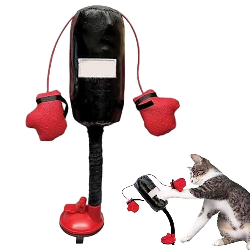 New Cartoon Cat Punching Bag Toy Indoor Kitten Adult Cats Boxing Gloves Suction Cup Color Randomly Shipped Pet Supplies