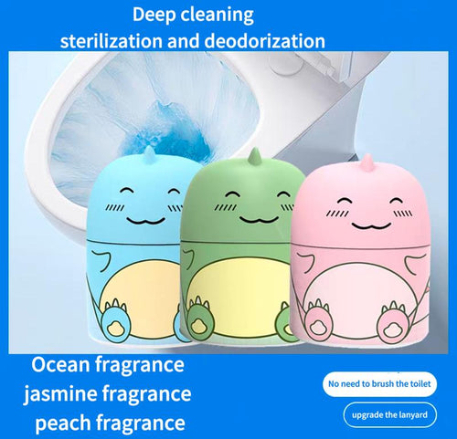 3PCS Toilet Bowl Cleaner Bottle Cute Dinosaur-Shaped Bathroom Toilet Tank Cleaner with Ocean Jasmine and Peach Scent Full Head Coverage