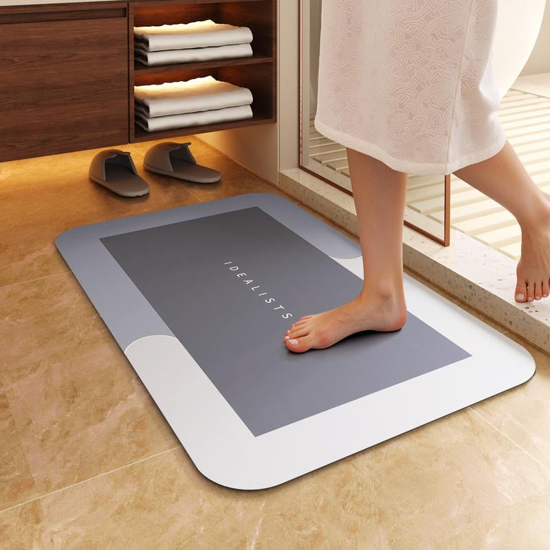 Bathroom Mat Premium Quick-Dry-Ultra-Absorbent Thin Diatomite Bath Mat-Rubber Backing Thin Non-Slip, Machine Washable, and Mildew-Resistant Rug for Shower, Kitchen, Laundry Room,And More with Geometric Design and Easy Cleaning Last-Minute Holiday Haul