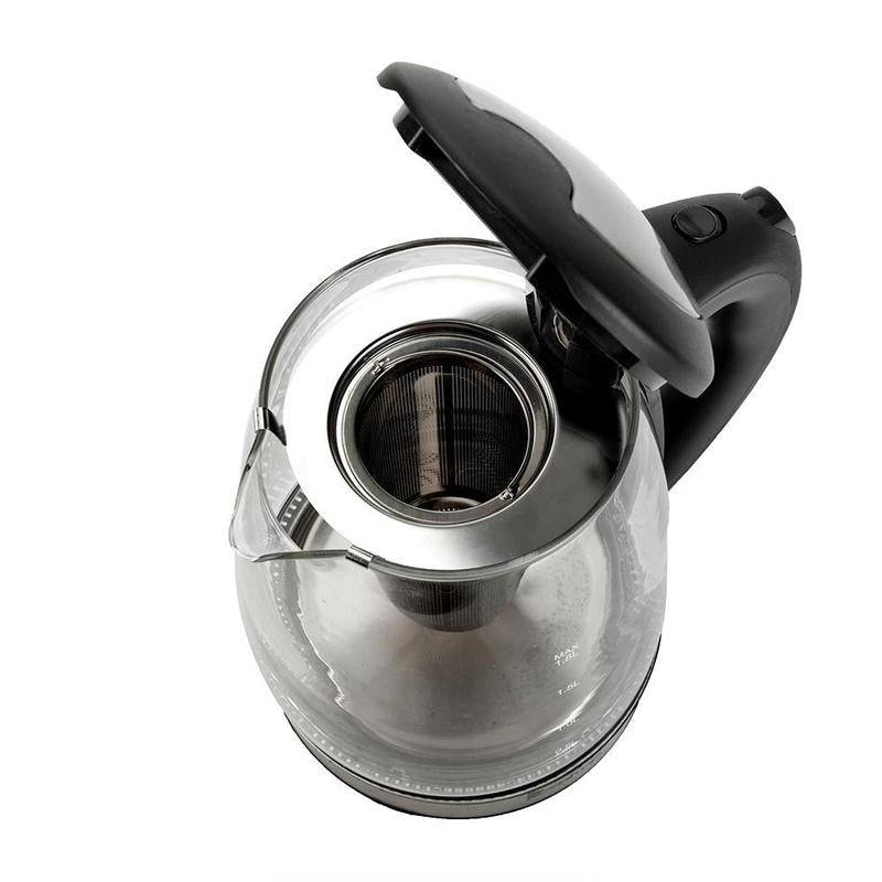 ZOKOP 1800W/1.8L Electric Glass Kettle US Plug, LED Light, Auto 5 Minutes Shut-Off, Boil Dry, Overheat Protection, Bpa-Free, for Coffee, Tea, Soup, and More