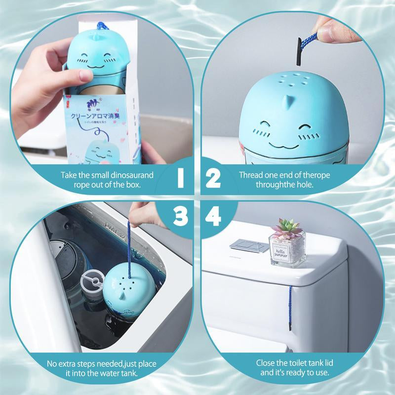 3PCS Toilet Bowl Cleaner Bottle Cute Dinosaur-Shaped Bathroom Toilet Tank Cleaner with Ocean Jasmine and Peach Scent Full Head Coverage
