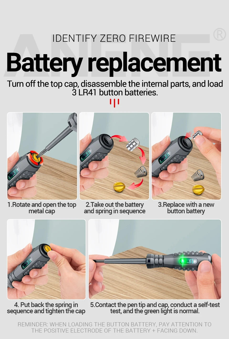 Multifunctional Electrician Test Screwdriver AC Non-contact Induction Test Pen Voltage Tester 70-600V Red Green Induction Lights