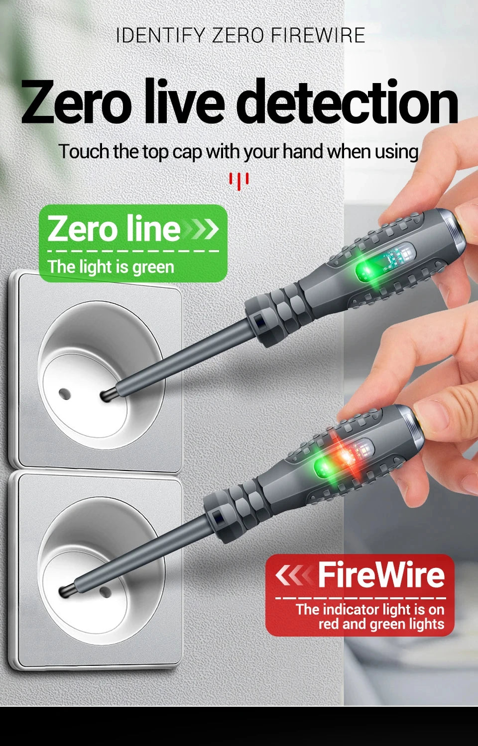 Multifunctional Electrician Test Screwdriver AC Non-contact Induction Test Pen Voltage Tester 70-600V Red Green Induction Lights