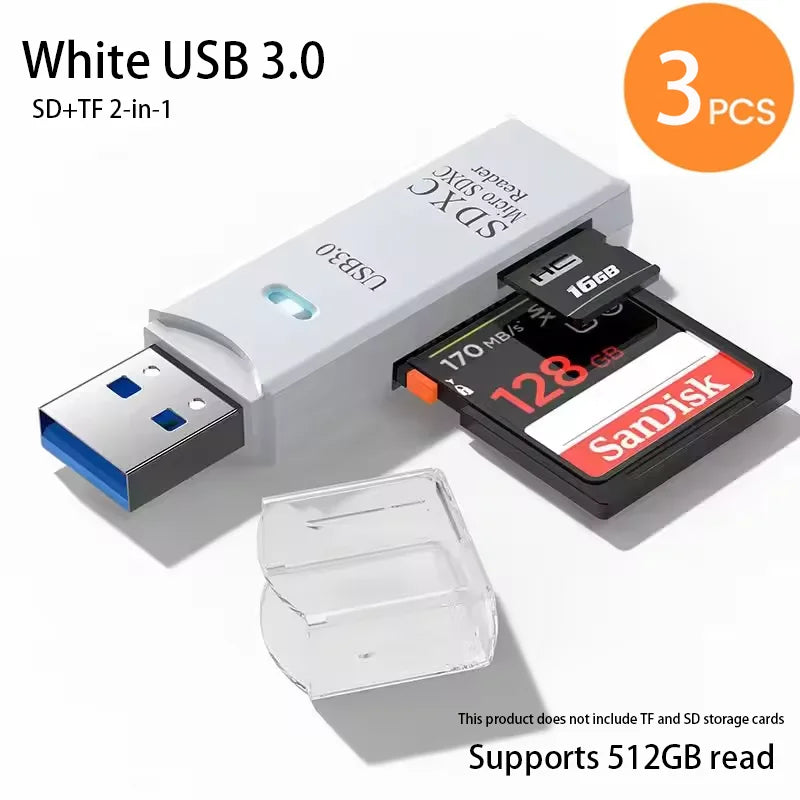 2-in-1 Multi Functional  USB 3.0 Card ReaderMicro SD TFMemoryCardReaderUSBFlashDrive CardreaderAdapter For PCLaptops Accessories