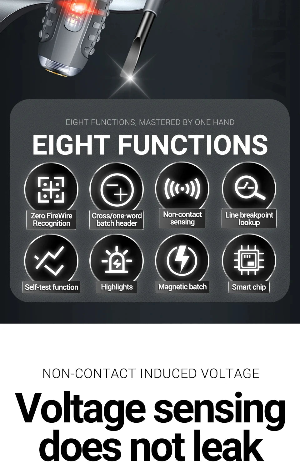 Multifunctional Electrician Test Screwdriver AC Non-contact Induction Test Pen Voltage Tester 70-600V Red Green Induction Lights