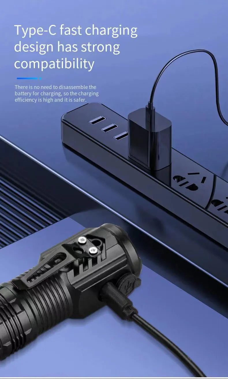 LED Strong Light Flashlight Rechargeable Multi functional for Long Range Portable Outdoor Home Mini Flashlight Cap Clip Light