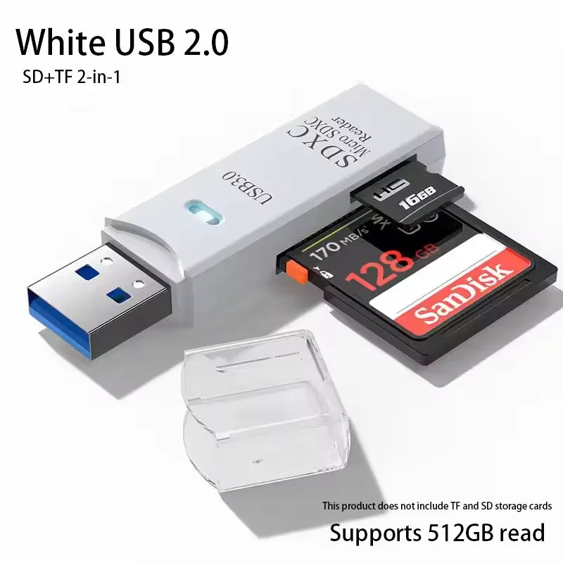 2-in-1 Multi Functional  USB 3.0 Card ReaderMicro SD TFMemoryCardReaderUSBFlashDrive CardreaderAdapter For PCLaptops Accessories
