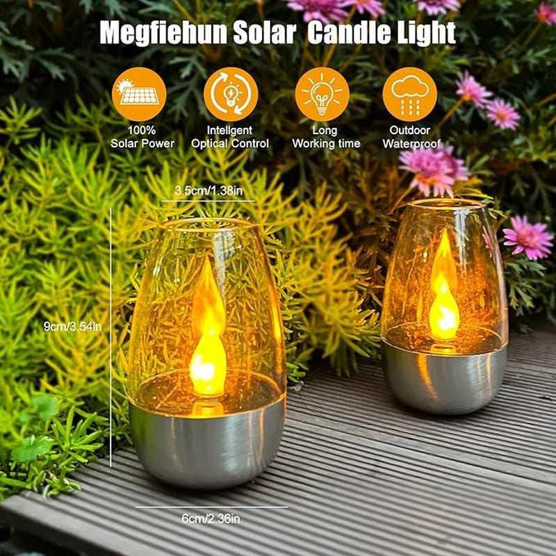 6Pack Solar Power Tea Lights Outdoor Flameless Flicker IP65 Waterproof Table Lamp LED Candles with Dusk to Dawn Sensor for Lantern Garden Camping Party Home Decorations Warm Color